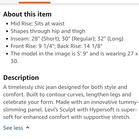 Levi's 311 Shaping Skinny dark wash denim destructed jeans Women's size 29 - Picture 12 of 12